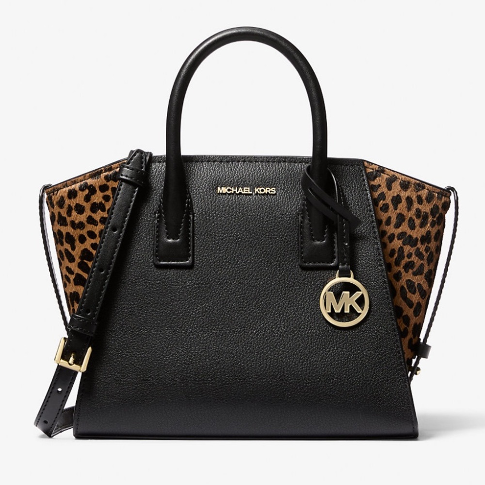 NWT Michael Kors Avril Small Leather & Cheetah Print Calf Hair Satchel 🐆